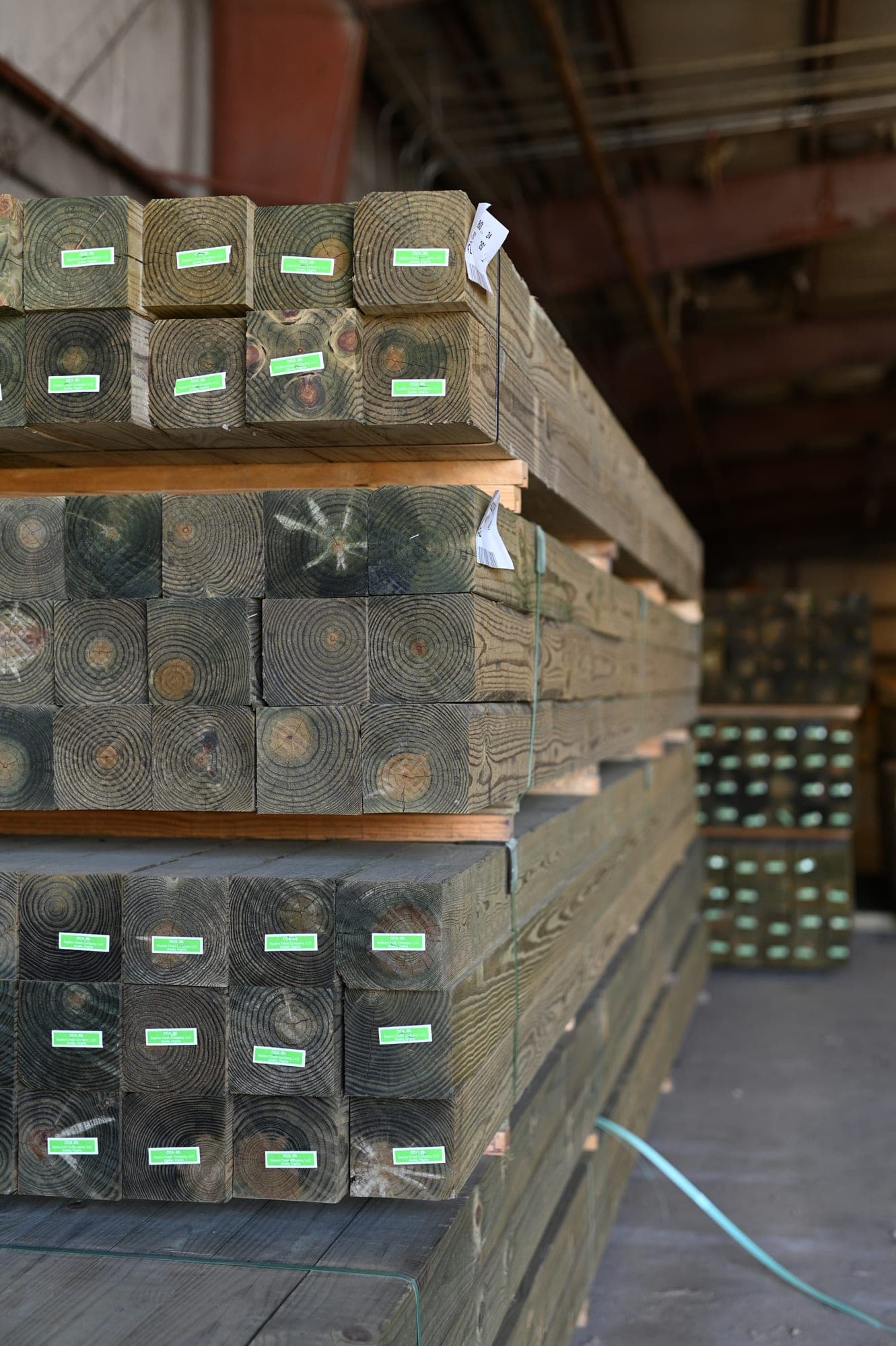Stacked dimensional lumber at the South Boston, Virginia yard