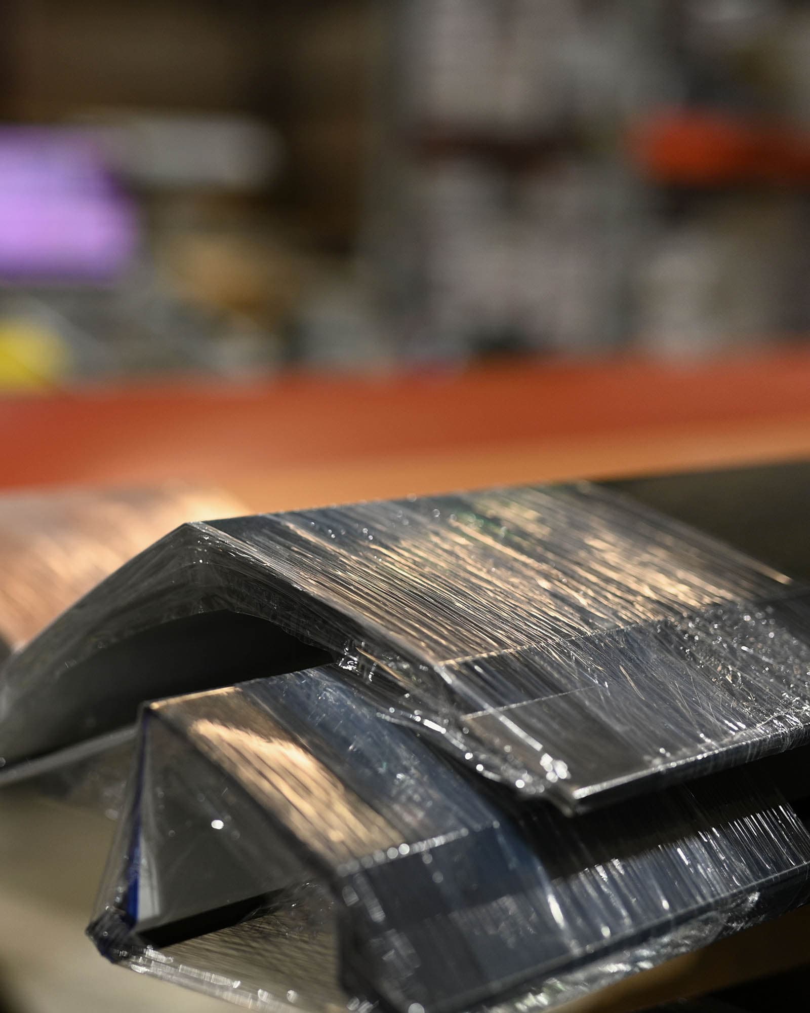 Custom-fabricated metal trim coils stacked at the South Boston, Virginia mill