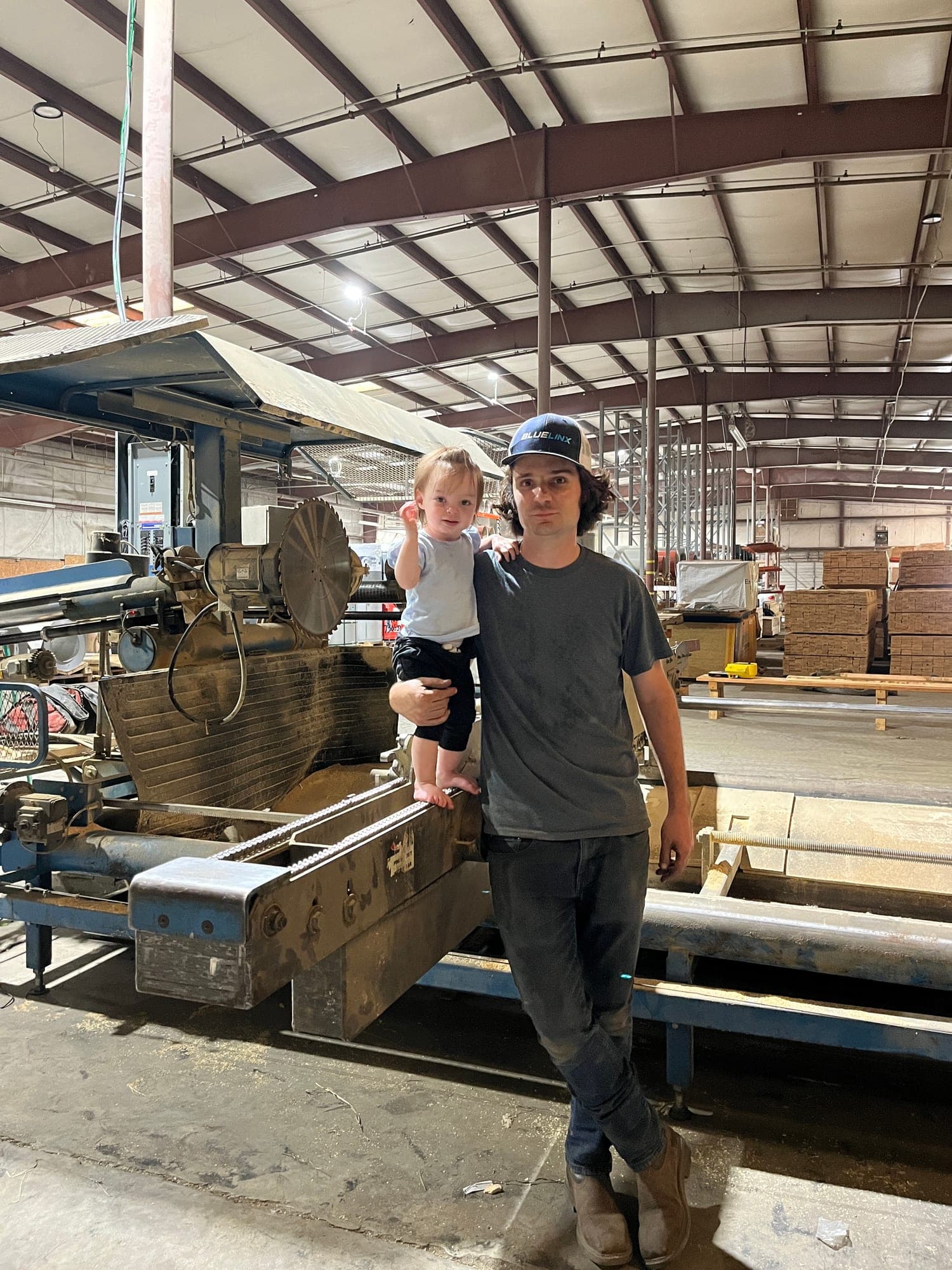 Tim Slabach, founder of Timber Building Company, in the South Boston, Virginia yard